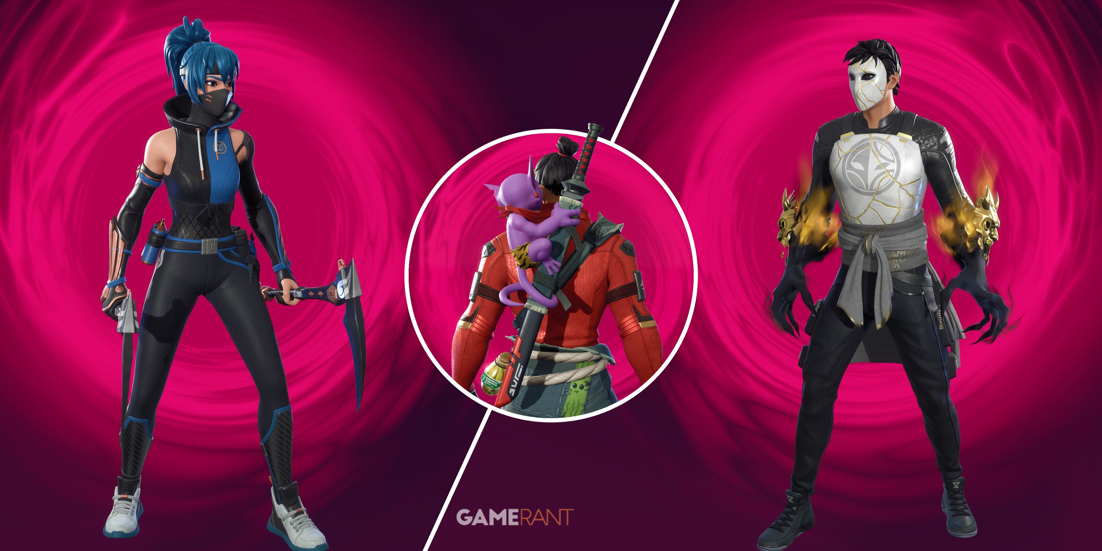 Split-image showcasing different pickaxes in Fortnite Chapter 6 Season 1