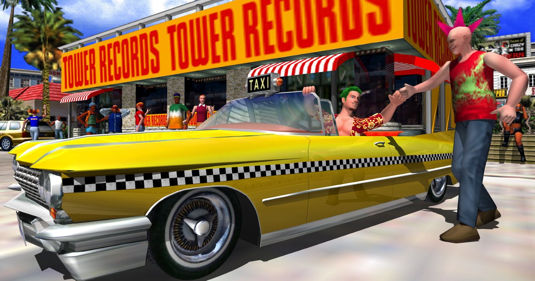 Picking up passenger in Crazy Taxi 2