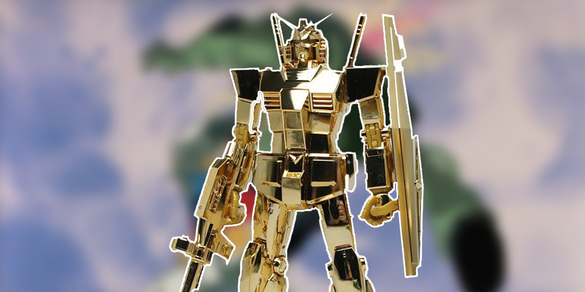 A 1/100 Pure Gold RX-78-2 Gundam kit.