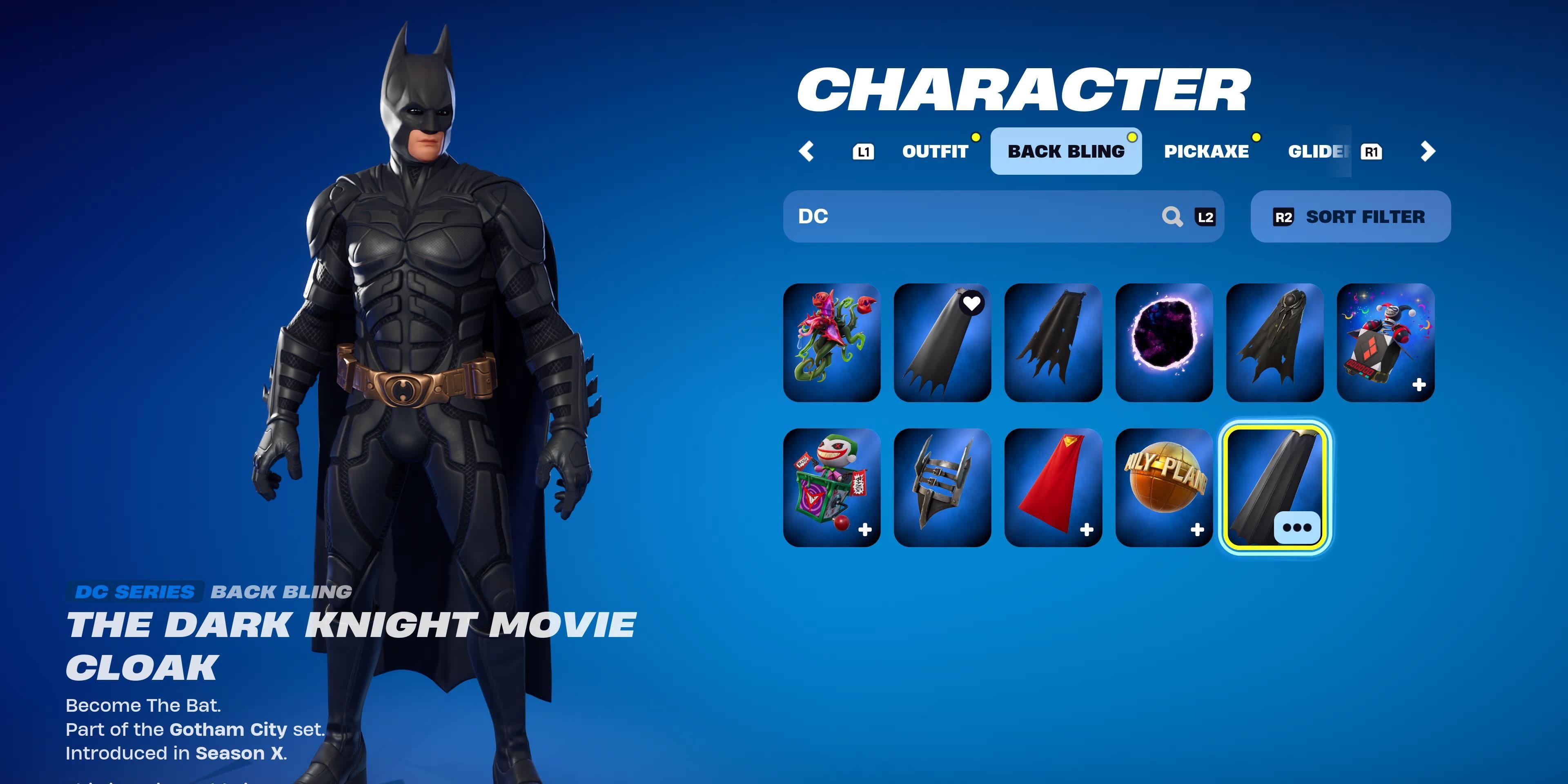 dark knight movie suit in fortnite