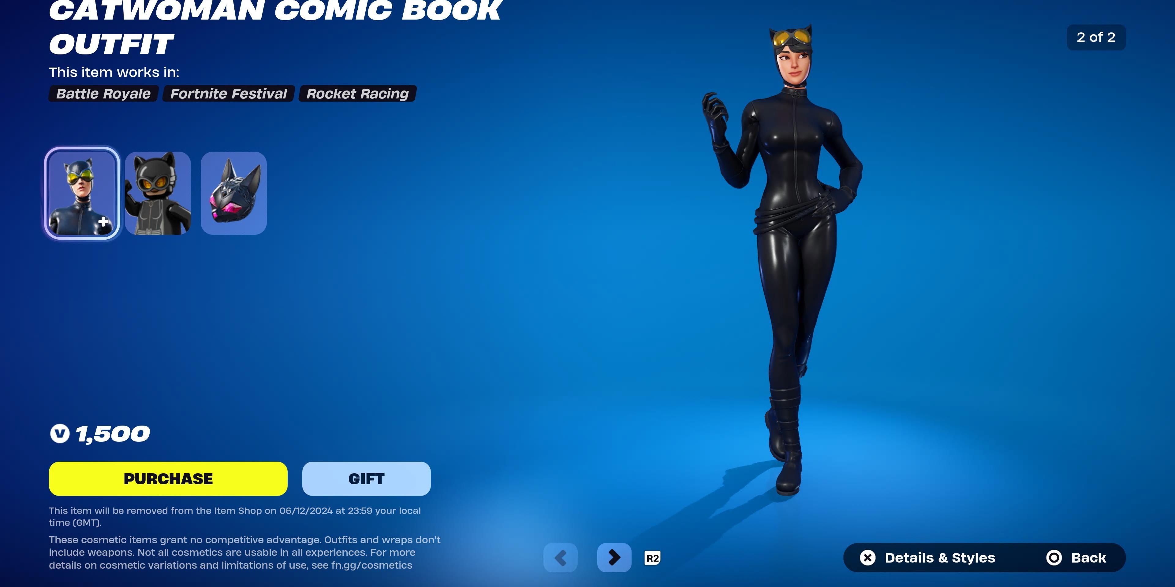 catwoman comic book outfit in fortnite