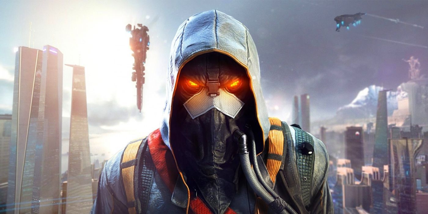 A Helghast soldier with its menacing stare from his mask in Killzone: Shadow Fall