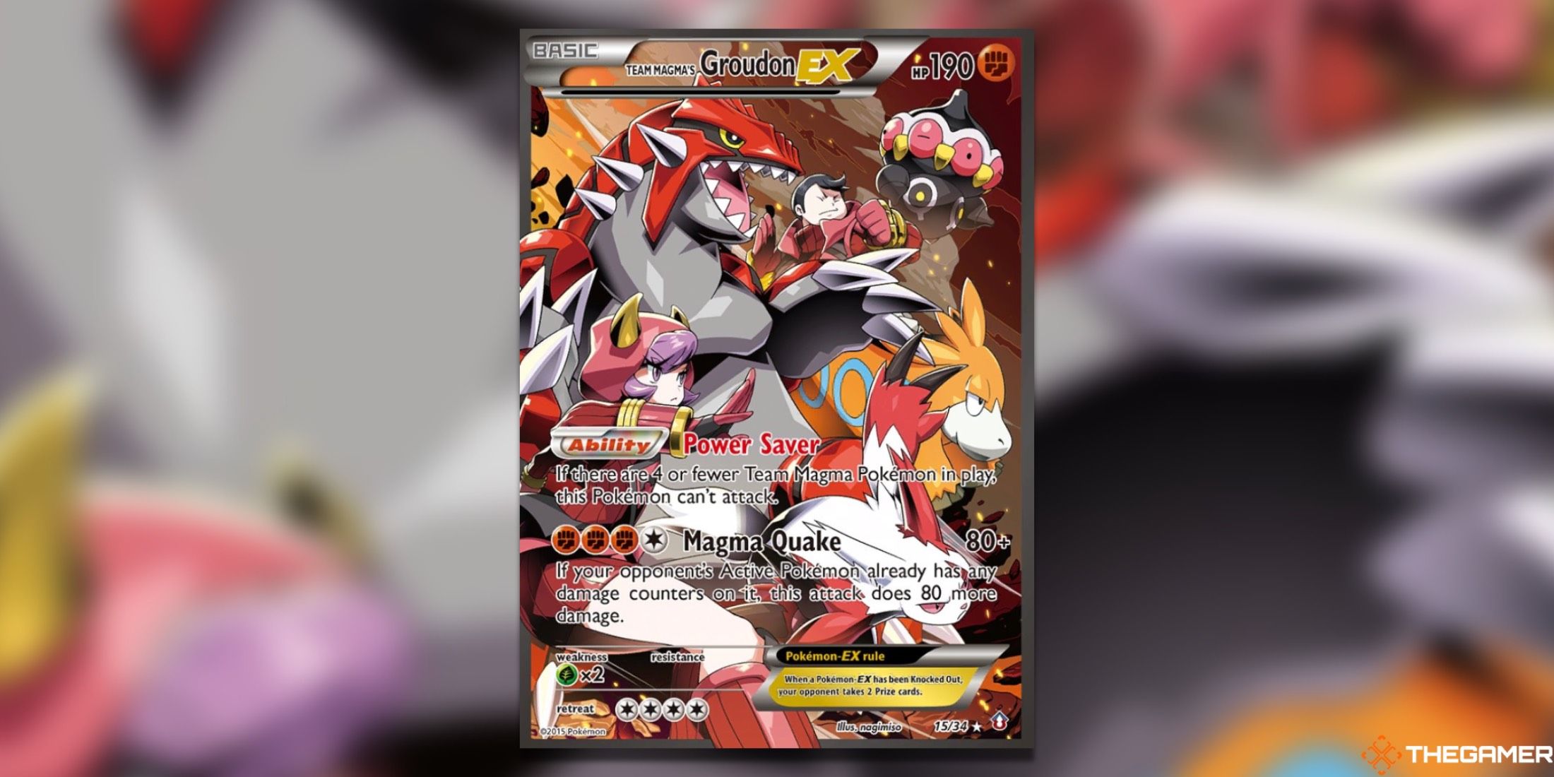 The Double Crisis Team Magma's Groudon EX from the Pokemon TCG.