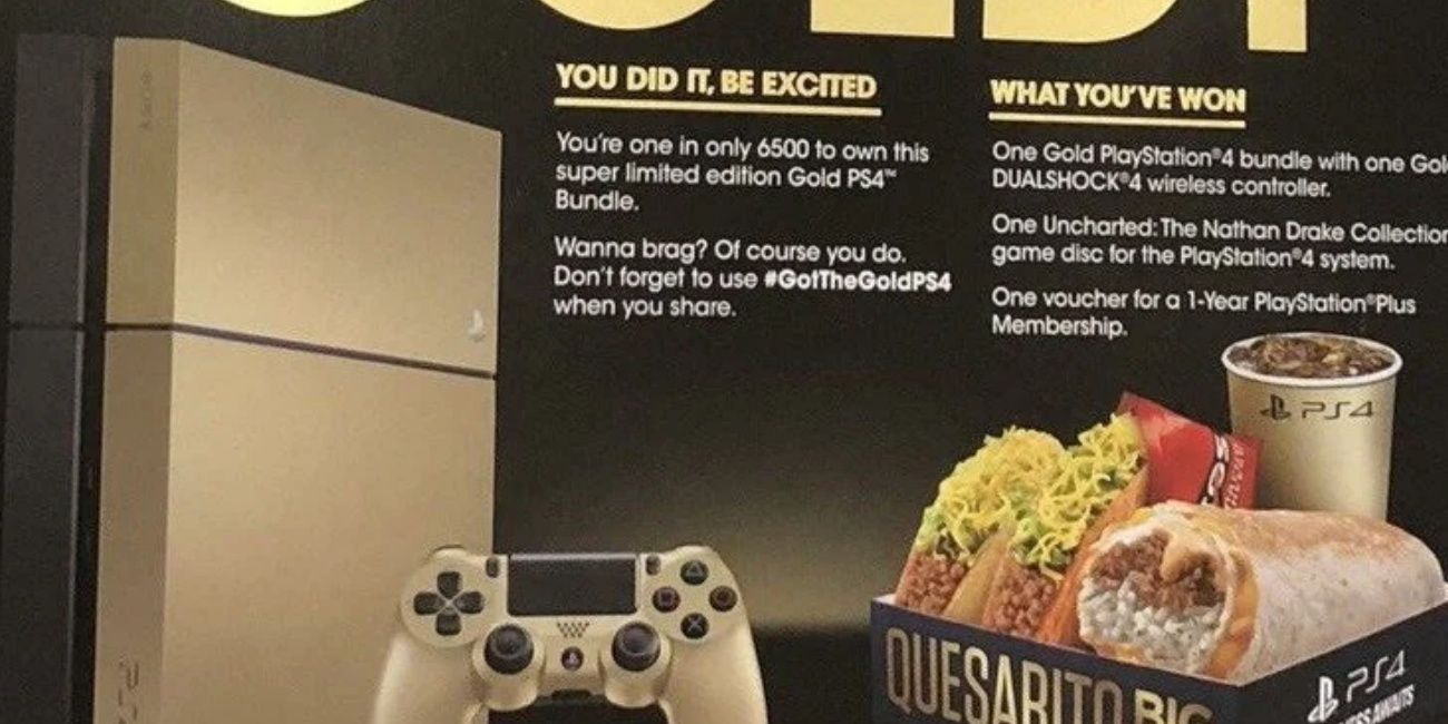 Image of the PlayStation 4 Taco Bell Gold Edition winning card.