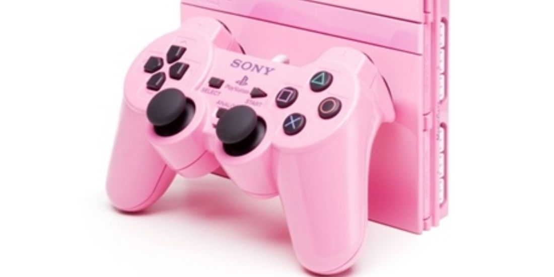 Image of the PlayStation 2 Slim Pink Console With Controller.