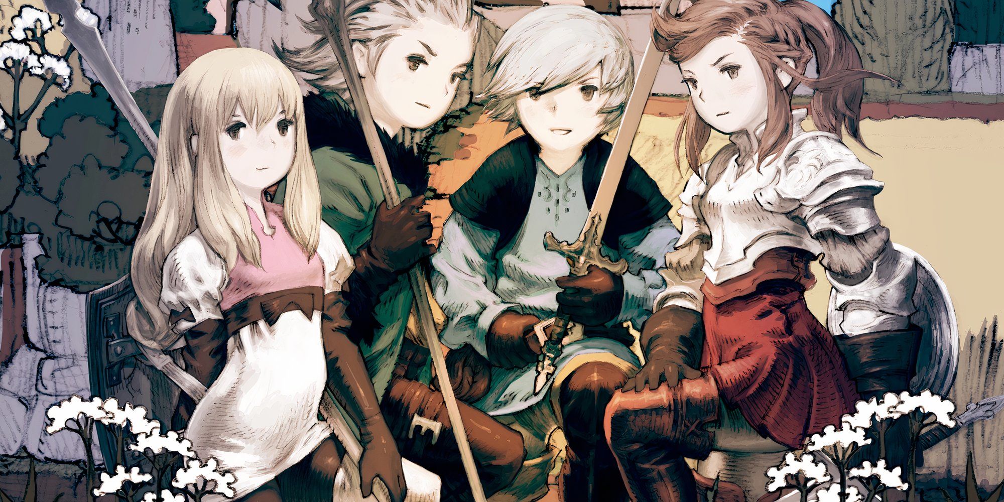 Promo art featuring characters in Final Fantasy The Four Heroes of Light