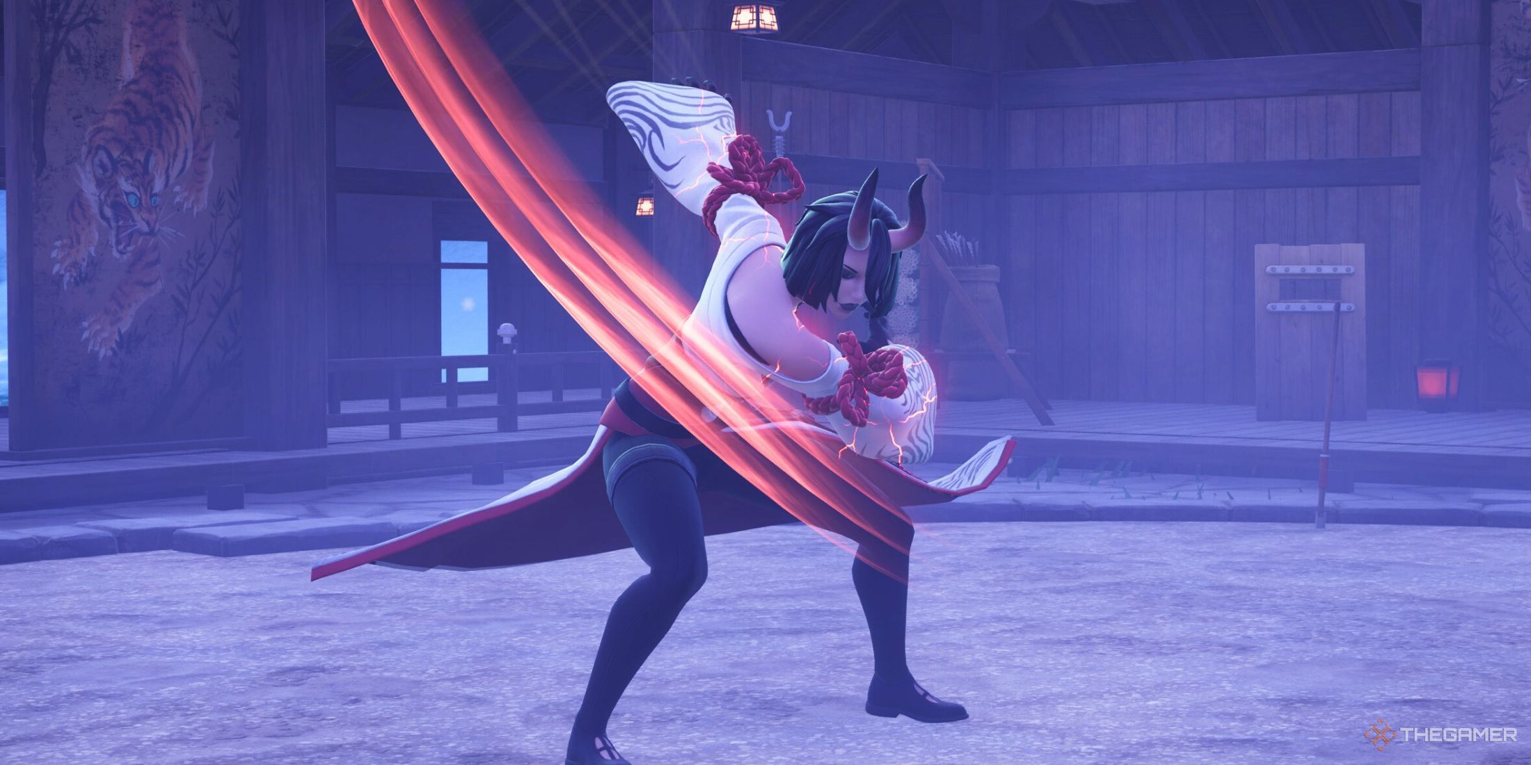 A photo of Night Rose attacking in Fortnite.