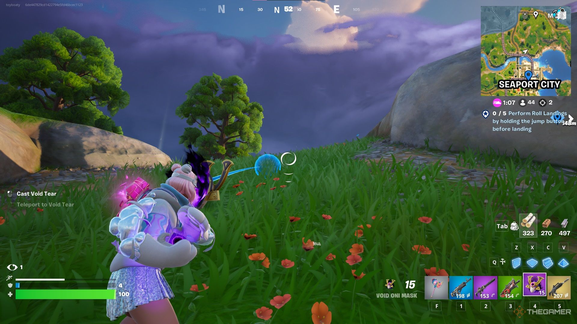 A photo of an void oni mask being used in Fortnite.