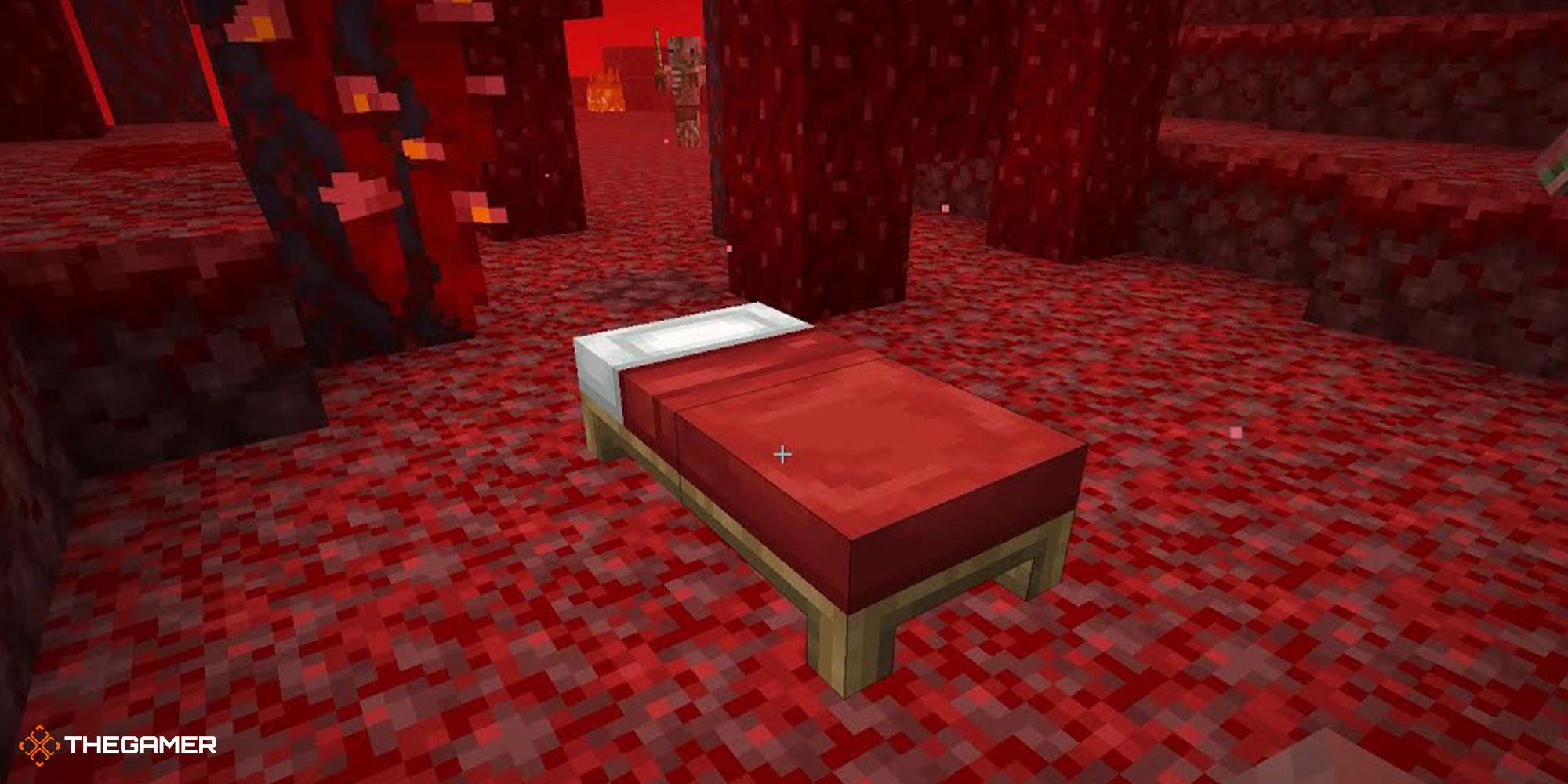 A bed in the nether in Minecraft.