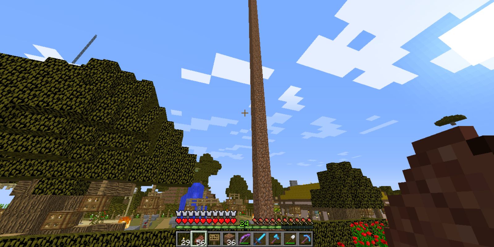 Minecraft Screenshot Of Giant Dirt Tower.