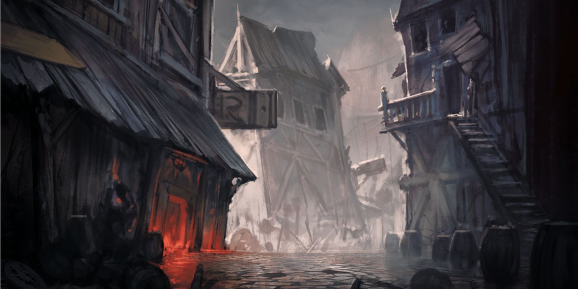 D&D Storm Lord's Wrath Destroyed Town Art.