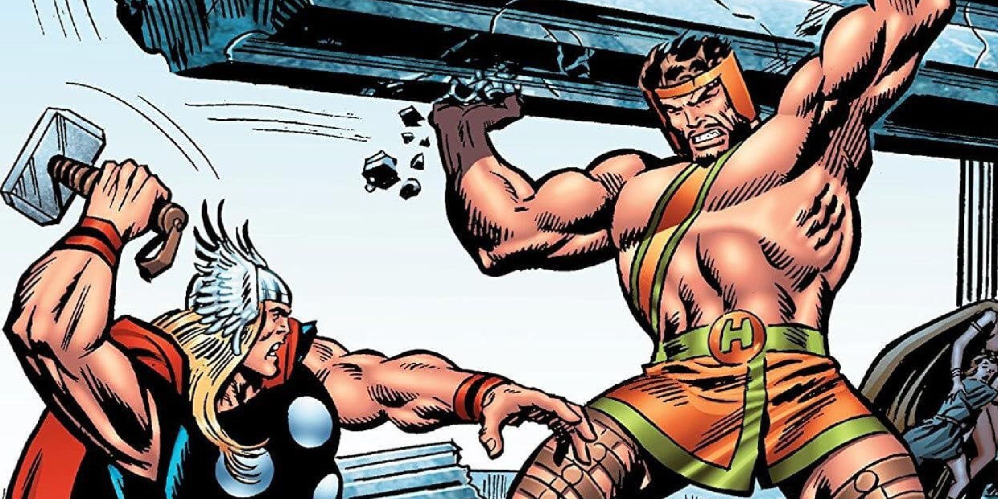 Thor fighting Hercules in Marvel Comics