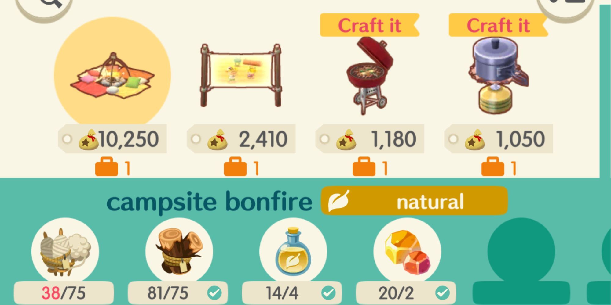 animal crossing pocket camp complete crafting recipe