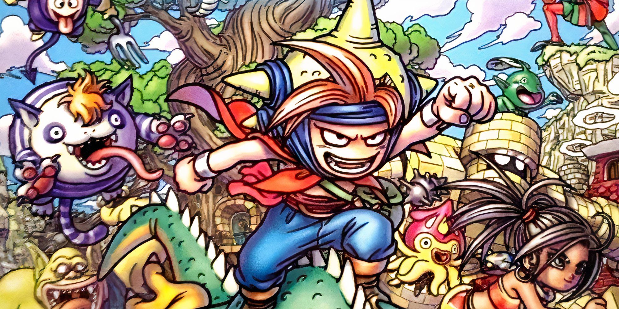 Promo art featuring characters in Dragon Quest Young Yangus And The Mystery Dungeon