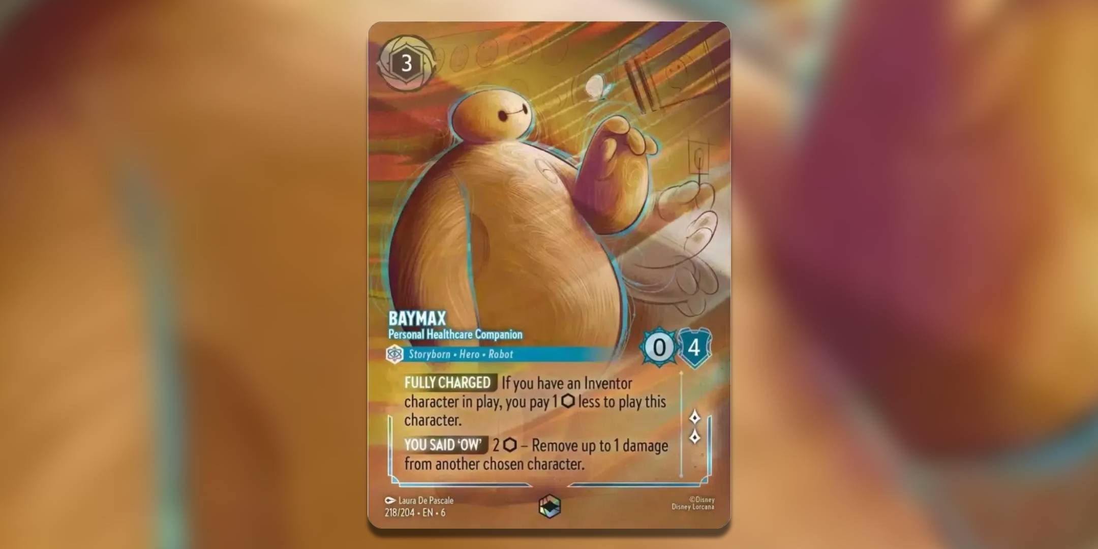 The Disney Lorcana card Baymax Personal Healthcare Companion by Laura de Pascale.