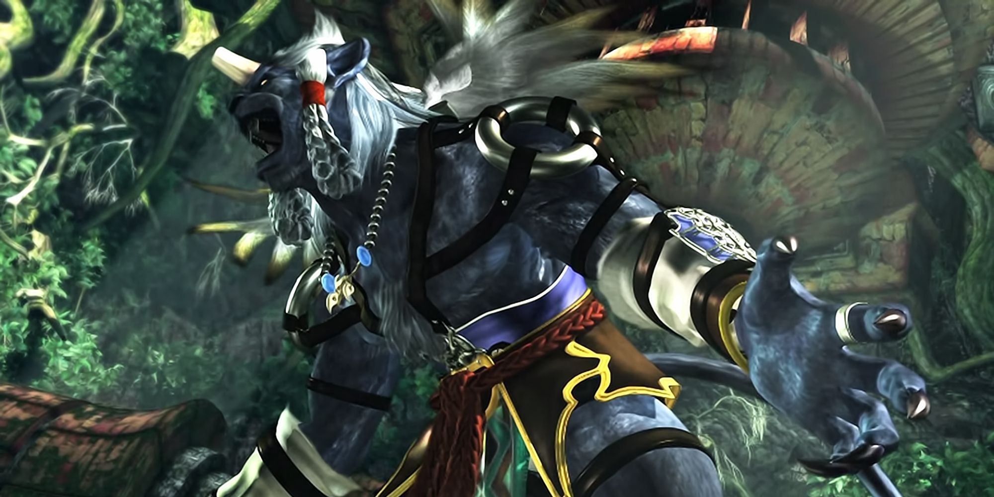 Kimahri Ronso roaring in his cinematic introduction in Final Fantasy 10.