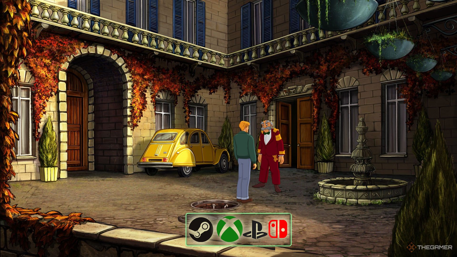 Broken Sword Reforged photoshopped to have platform icons in the conversation bar.