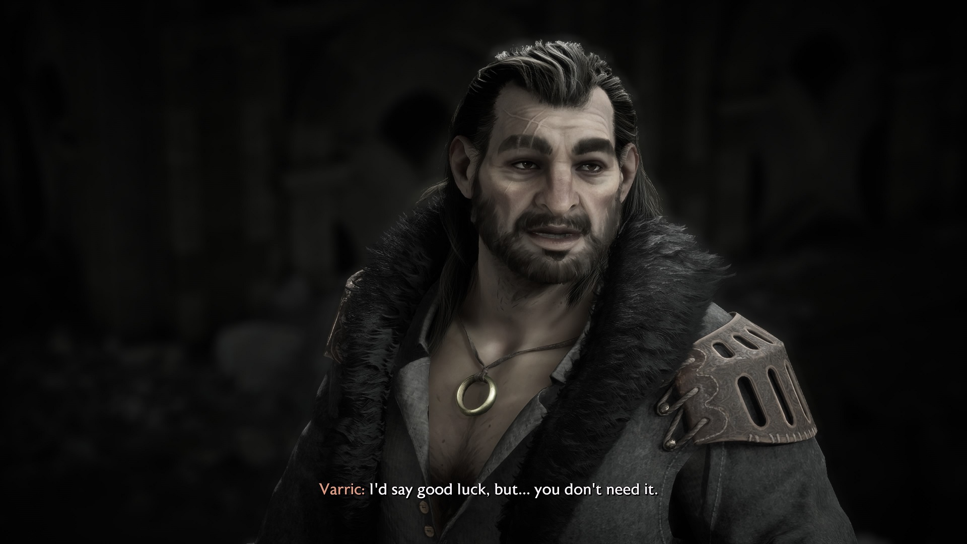 Dragon Age: The Veilguard screenshot of Varric saying goodbye