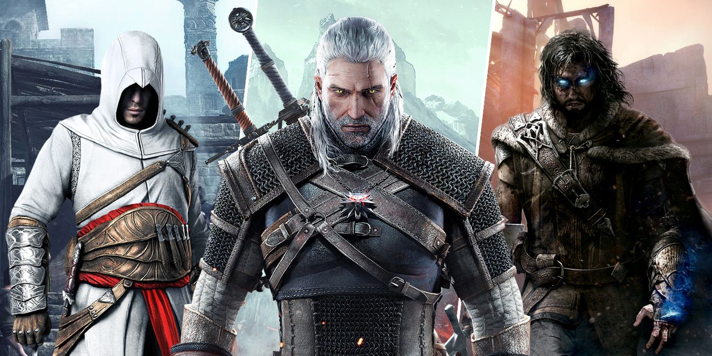 Altair, Geralt and Talion from Assassin's Creed, The Witcher 3, and Middle-Earth: Shadow of Mordor