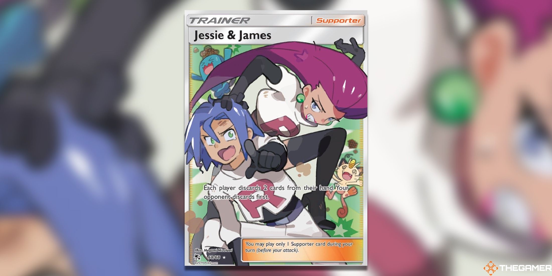 The Hidden Fates Jessie&James Full Art from the Pokemon TCG.