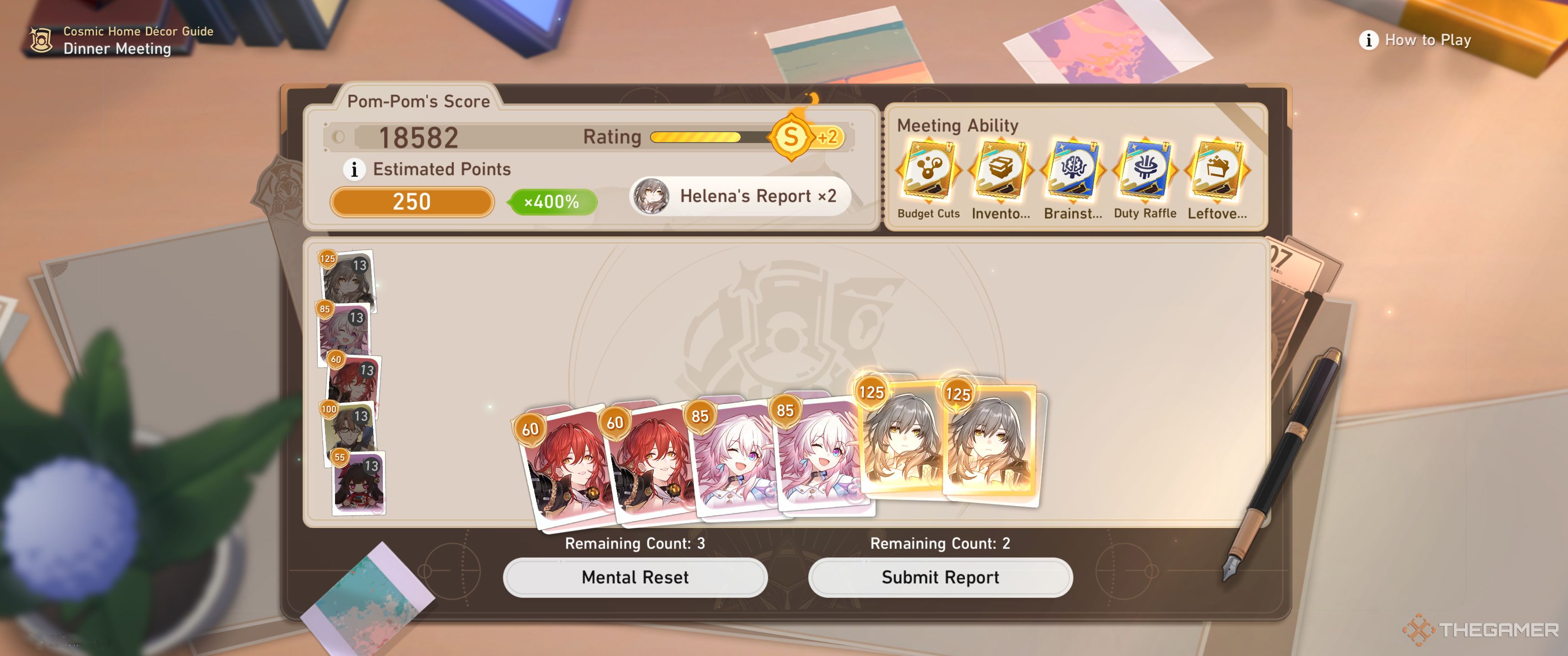 Honkai Star Rail Meeting with reports being submitted and 5 abilities in place.