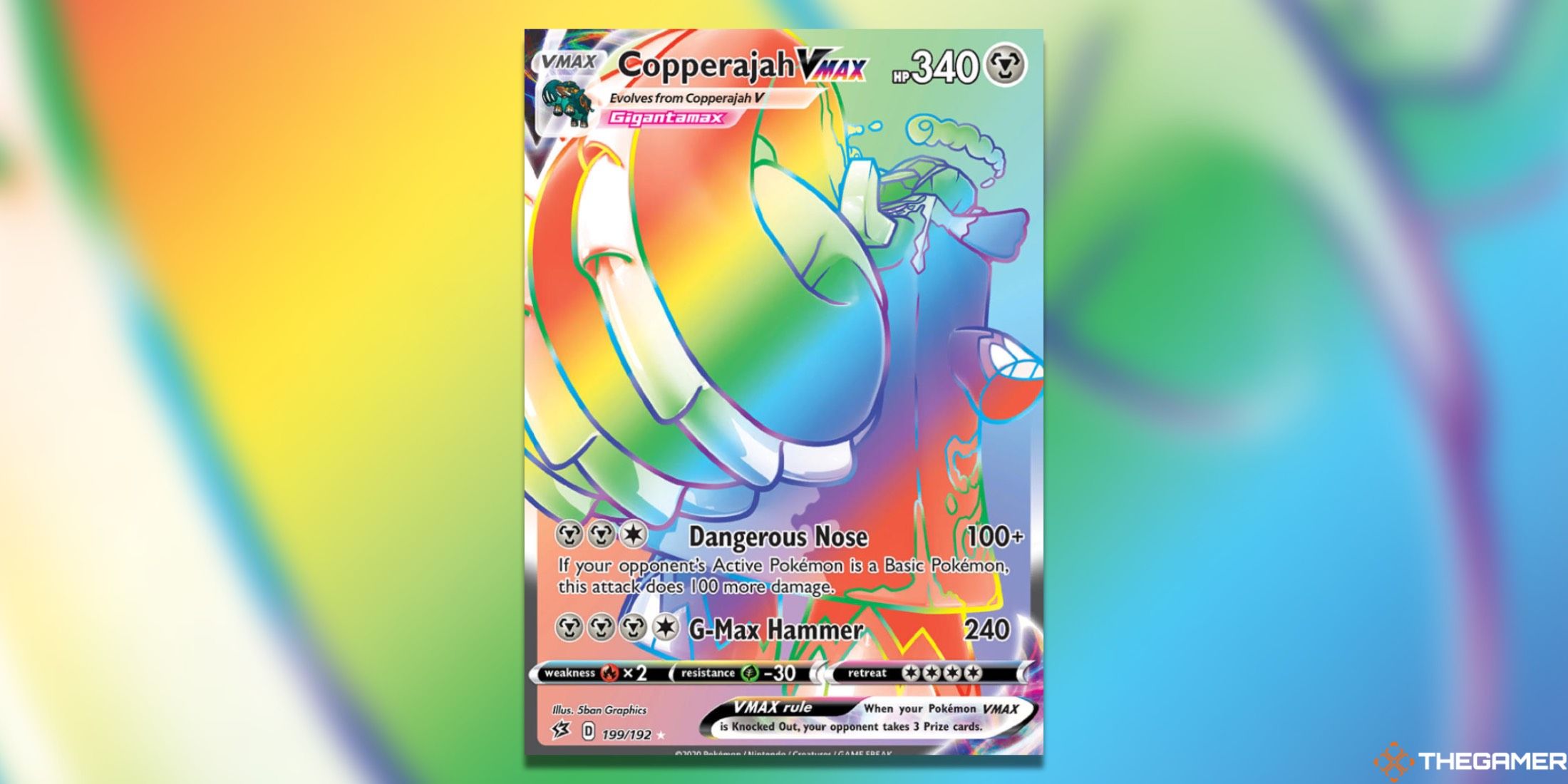 The Rebel Clash Copperajah VMAX from the Pokemon TCG.