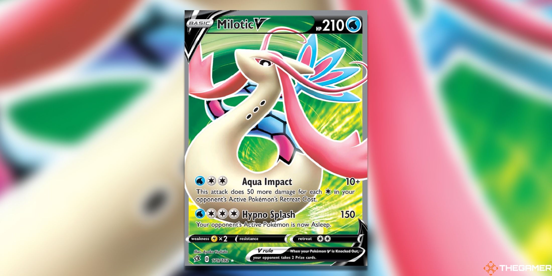 The Milotic V Full Art Rebel Clash from the Pokemon TCG.