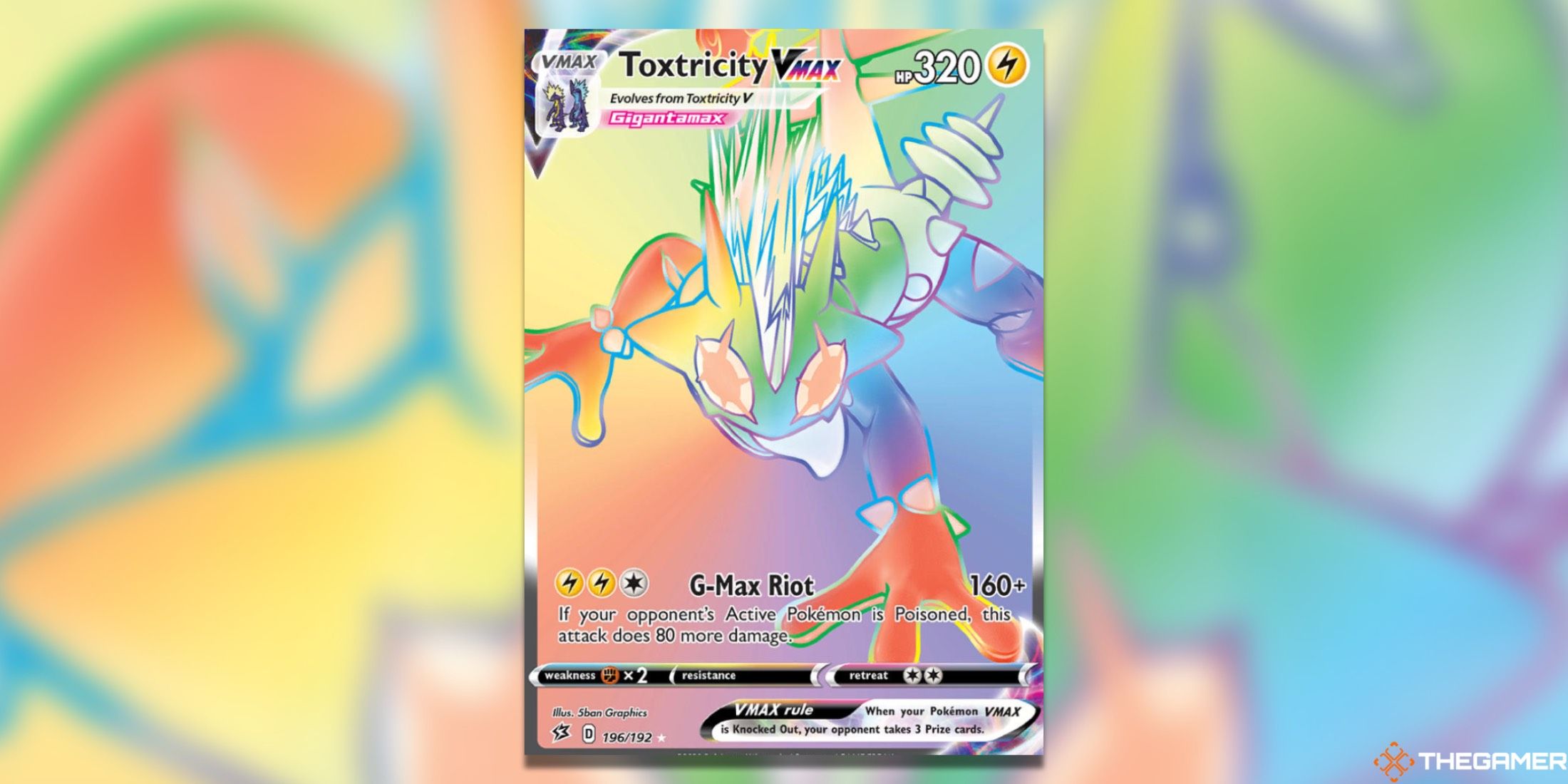 The Rebel Clash Toxtricity VMAX from the Pokemon TCG.