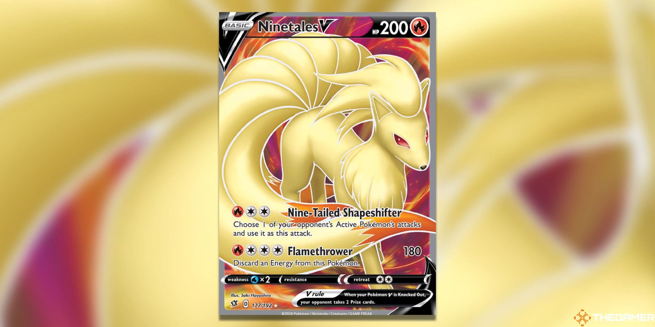 Rebel Clash's Ninetales V from the Pokemon TCG.