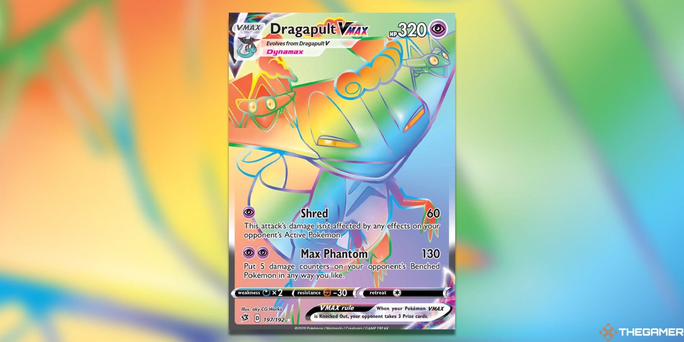 Rebel Clash's Dragapult VMAX from the Pokemon TCG.