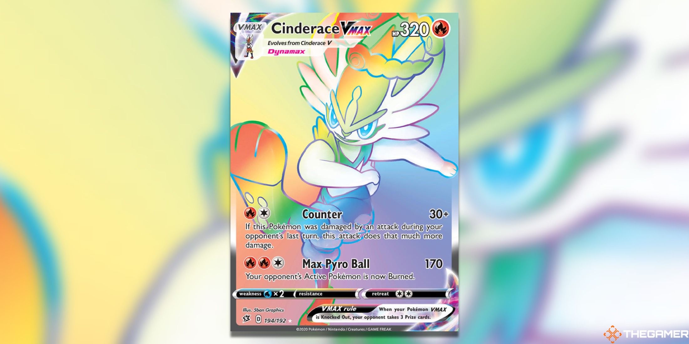 Rebel Clash's Cinderace VMAX from the Pokemon TCG.