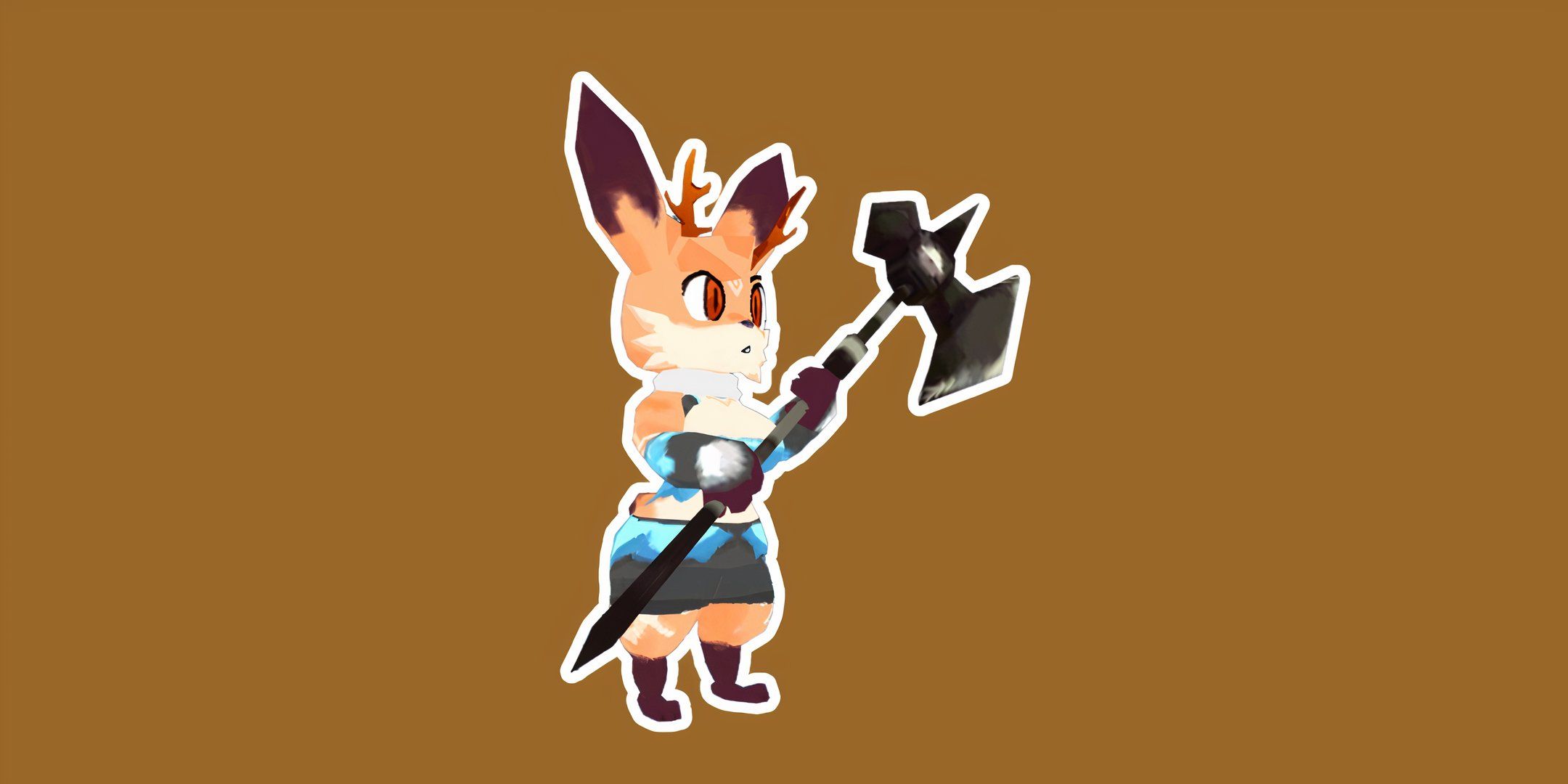 Cryptsinge Halberd held by fox character in Atlyss.