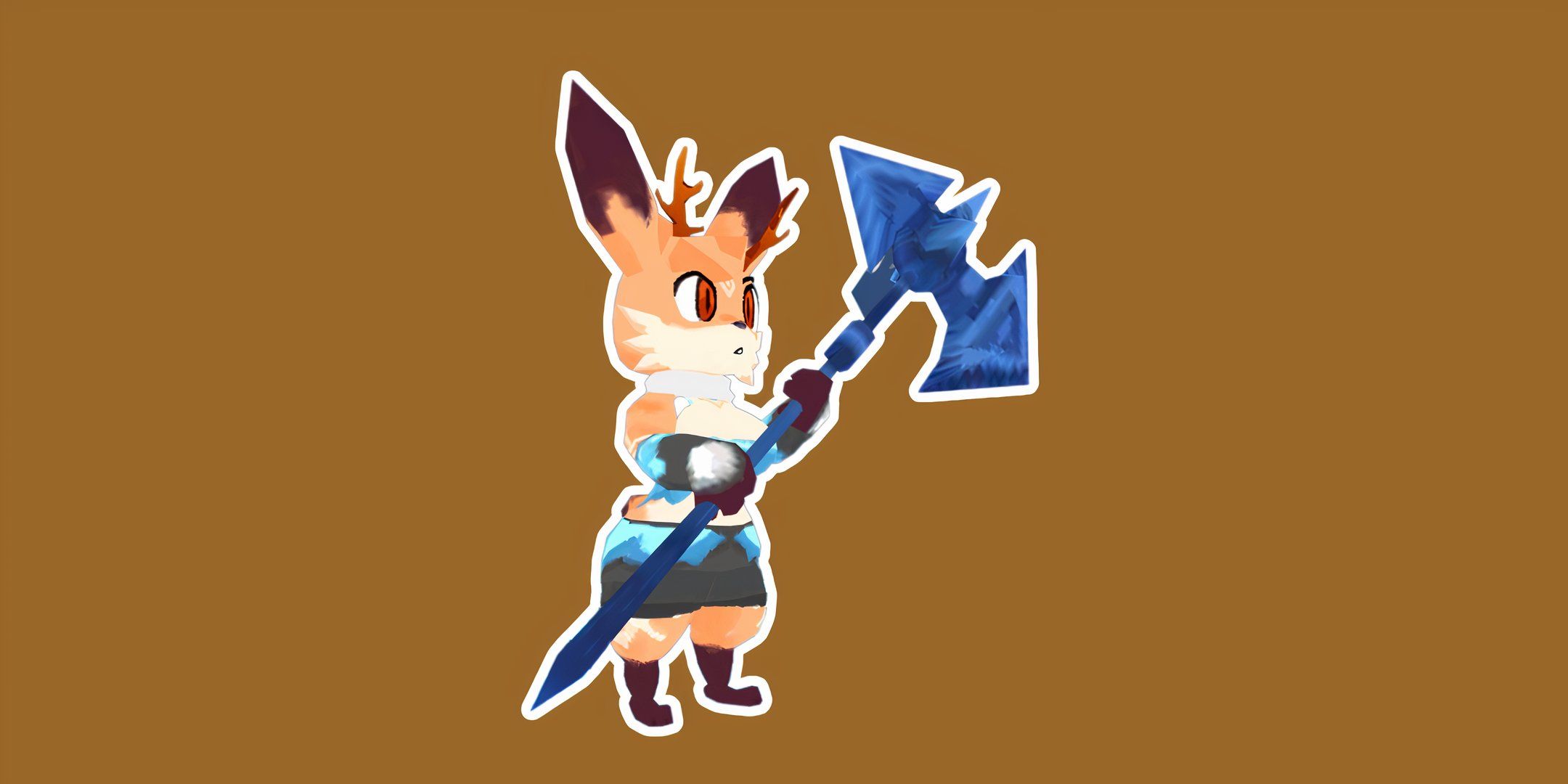 Mithril Halberd held by fox character in Atlyss.