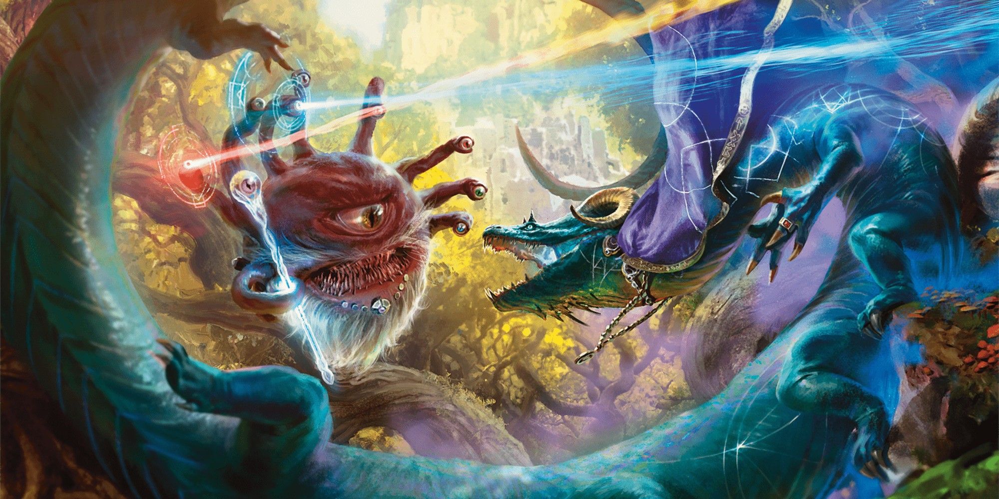 Dungeons & Dragons image showing two wizards who shapechanged into monsters.