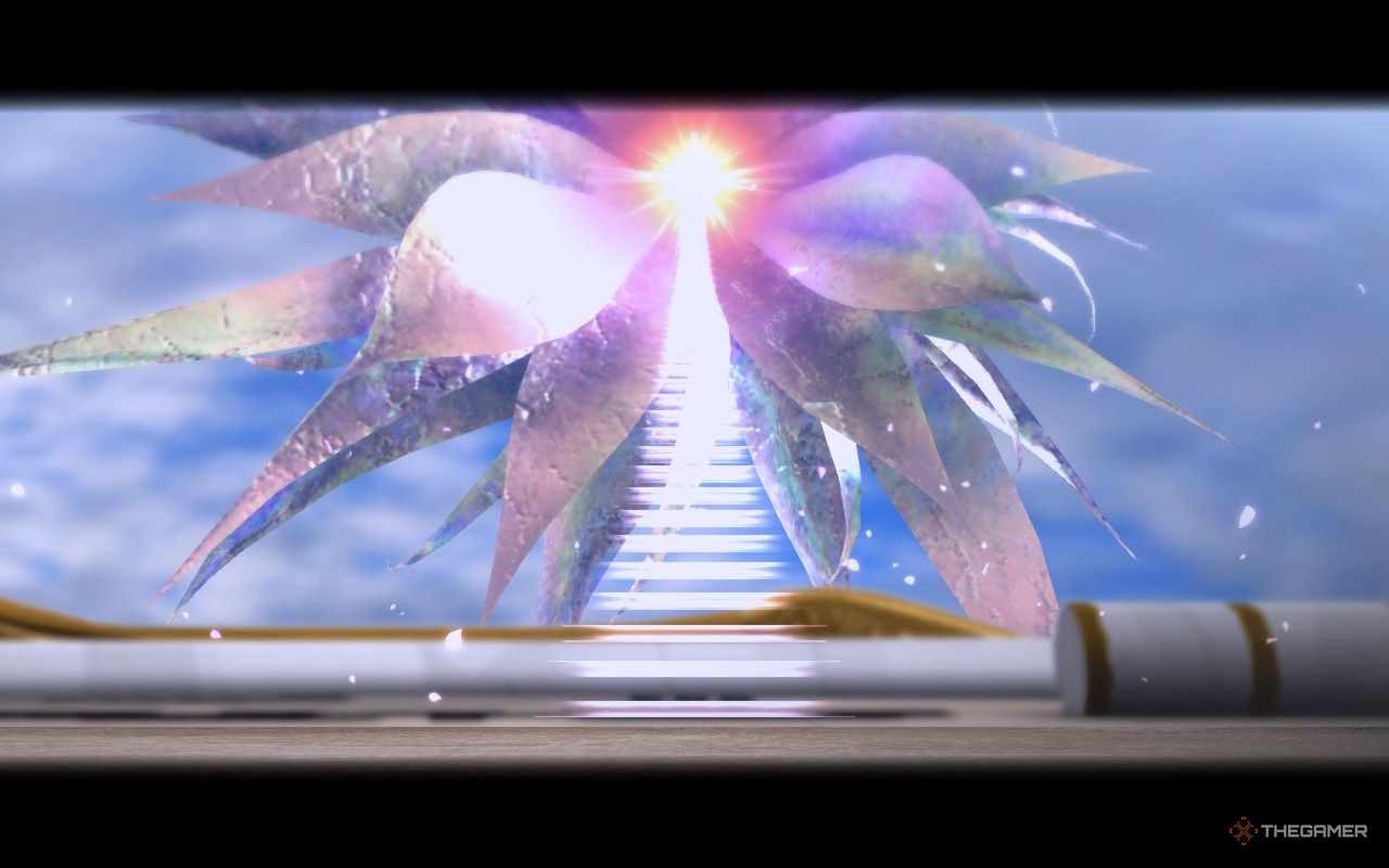 A stairway stretching from the vence wormhole in fantasian neo dimension.