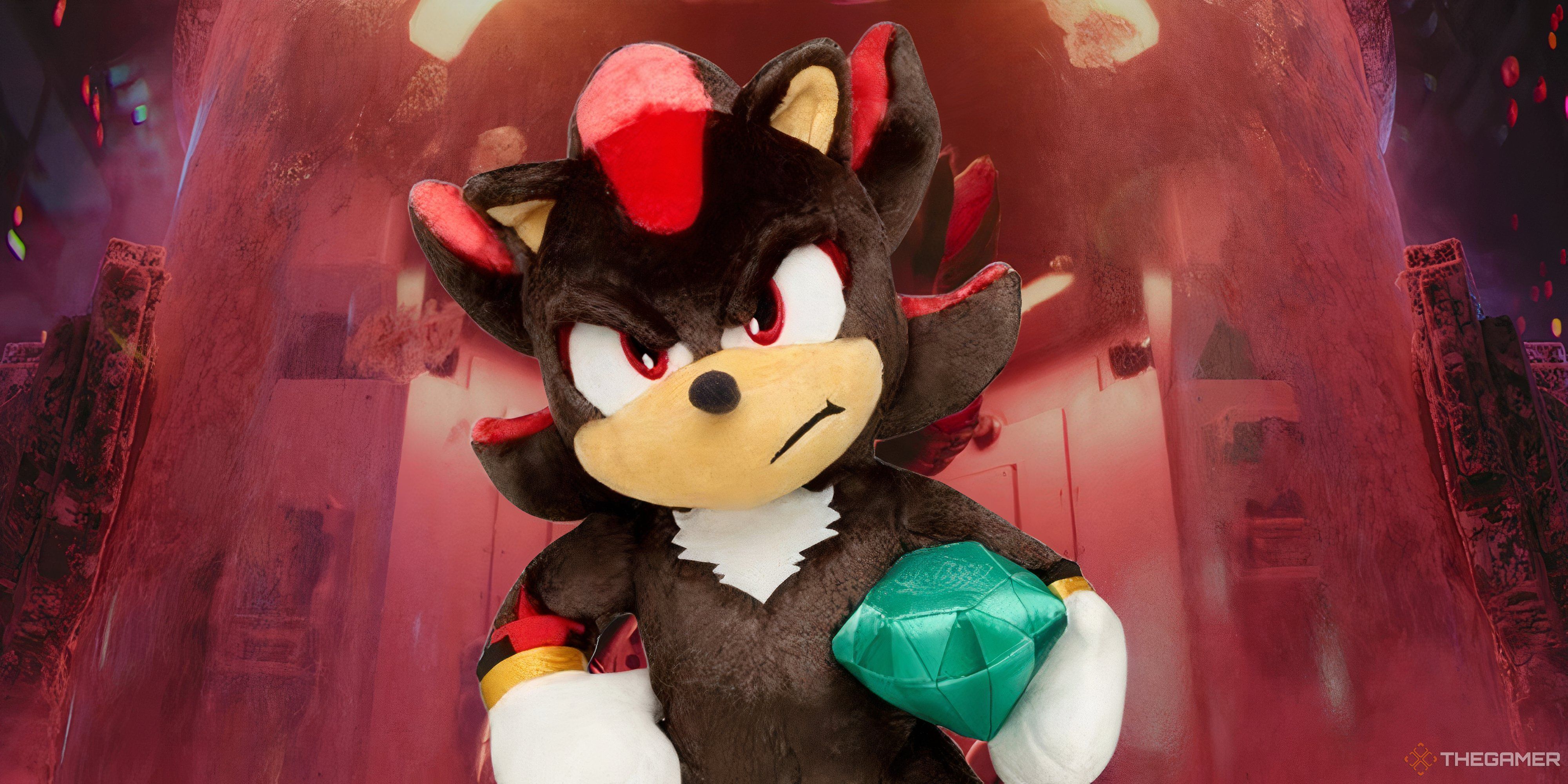 build a bear shadow the hedgehog plush holding the master emerald.