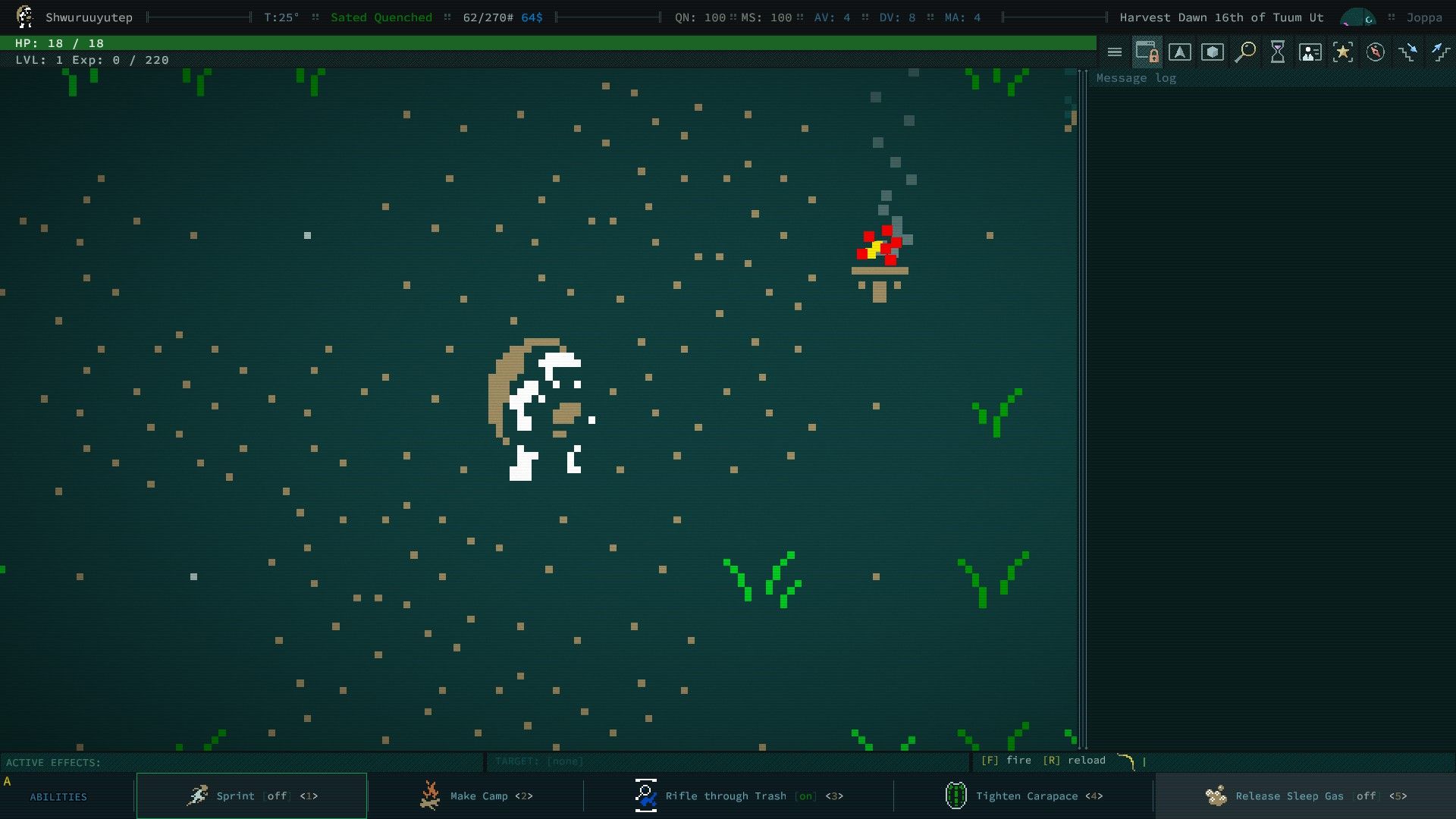 Turtle mutant sprite in Caves of Qud