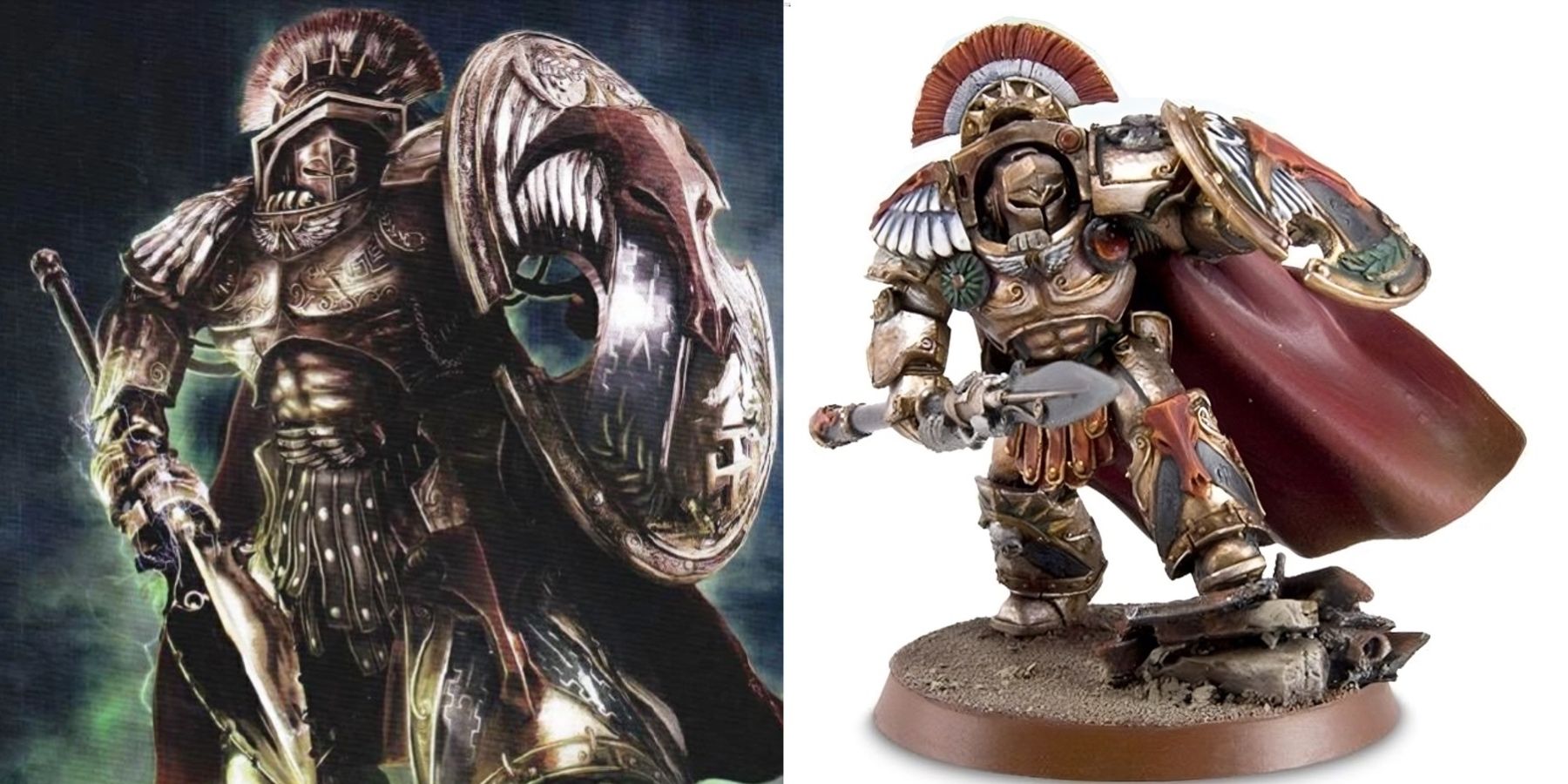 Warhammer 40k: Strongest Loyalist Space Marines in The Lore. Picture of minotaur leader with model