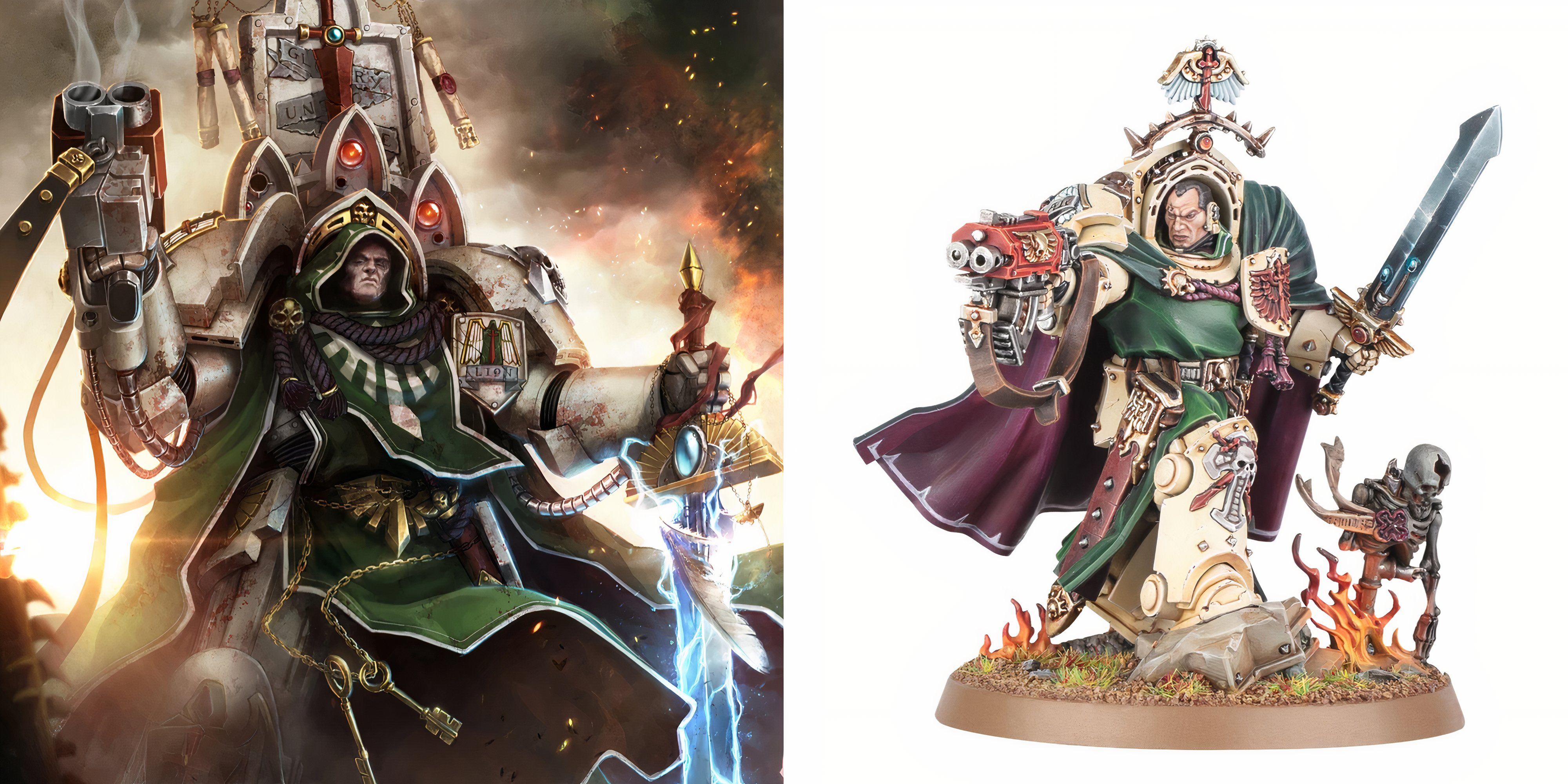 Warhammer 40k: Strongest Loyalist Space Marines In The Lore Art and miniature of Deathwing Grand Master Belial