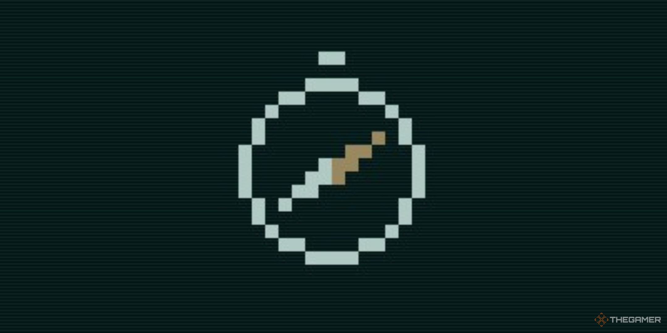 a pixelated compass facing northwest, the symbol for the mind's compass skill in caves of qud.