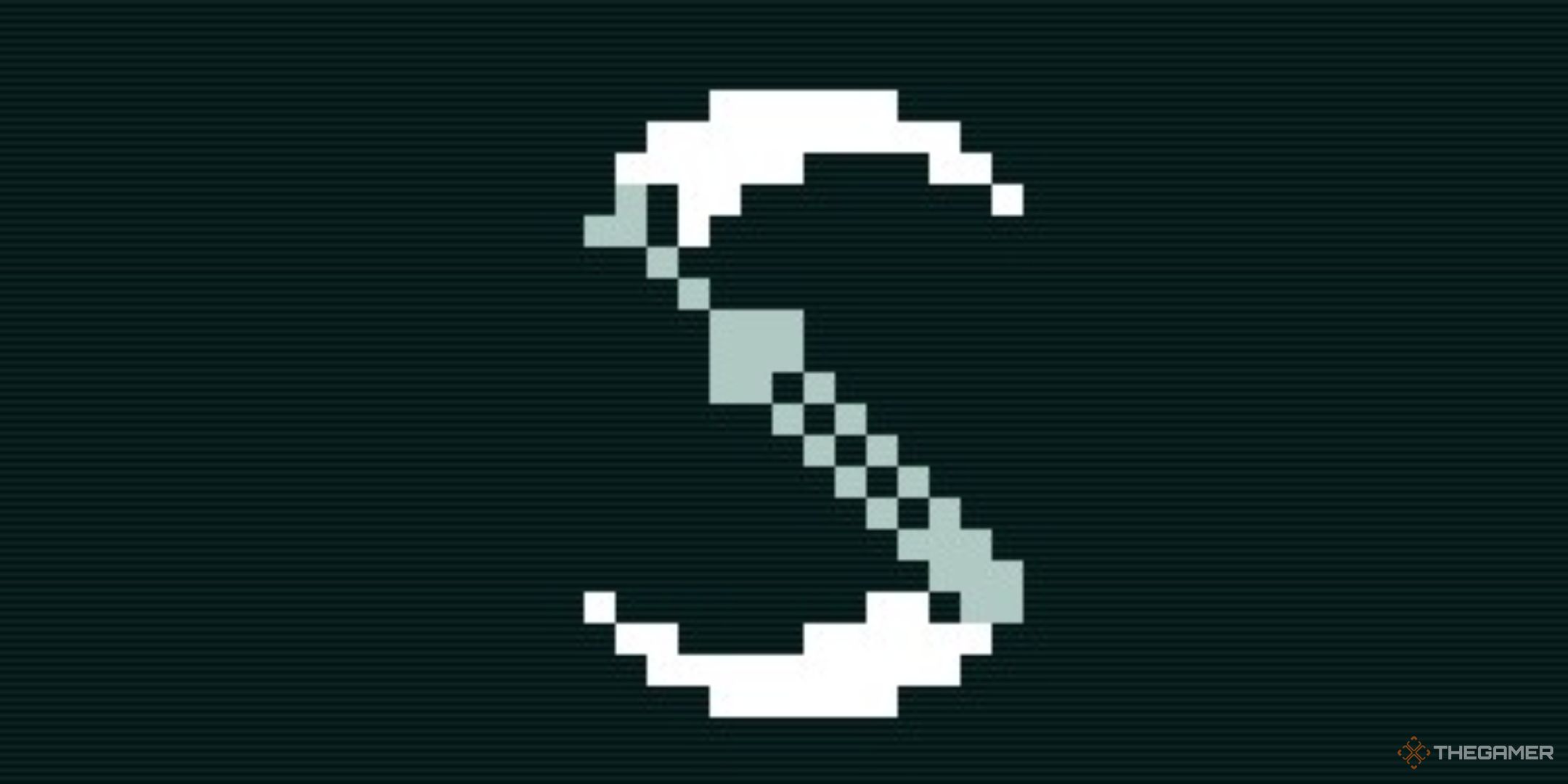 a swirling pixelated sword, the symbol for the swipe skill in caves of qud.