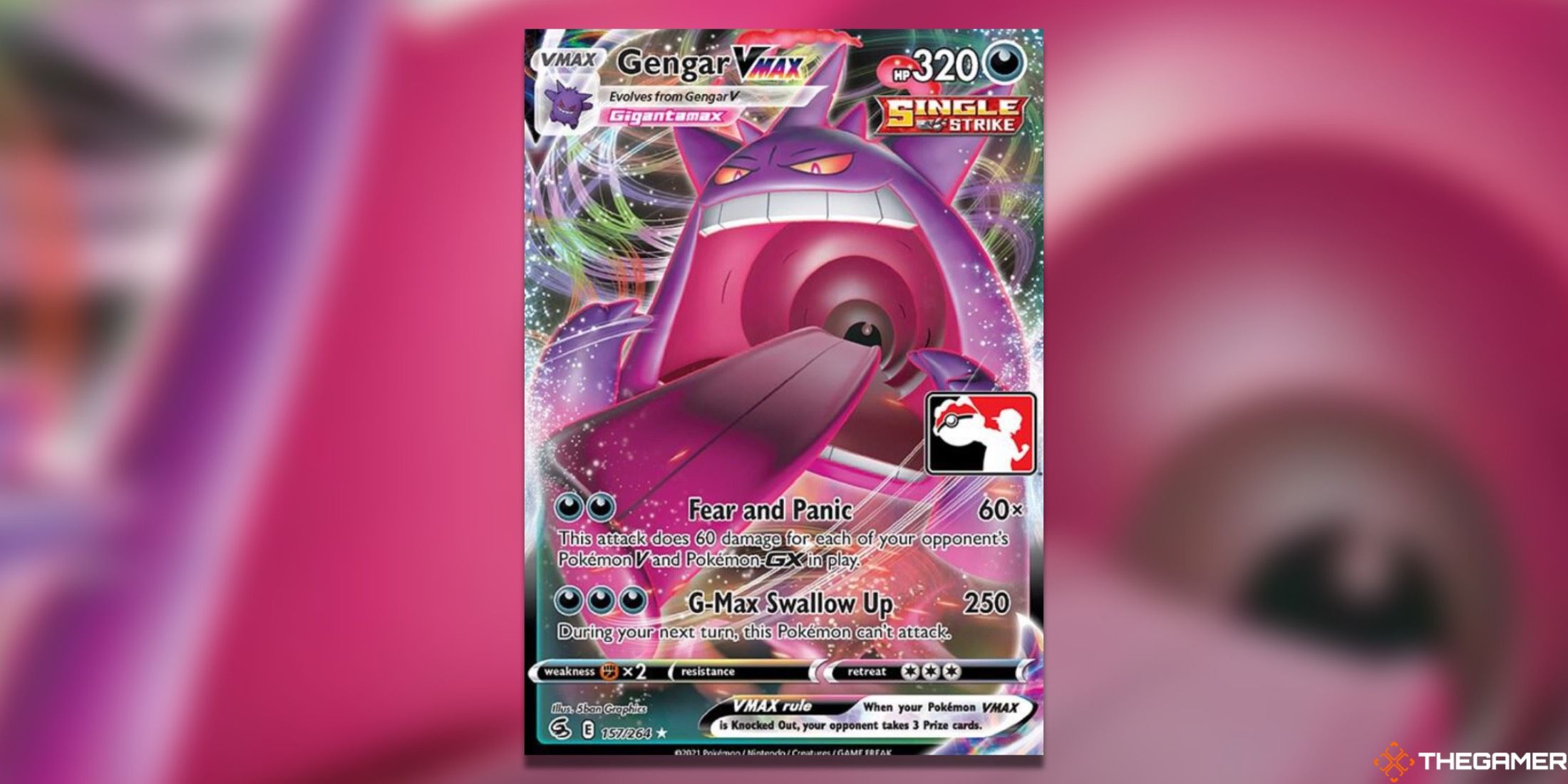 The Gengar VMAX from the Prize Pack Series in the Pokemon TCG.