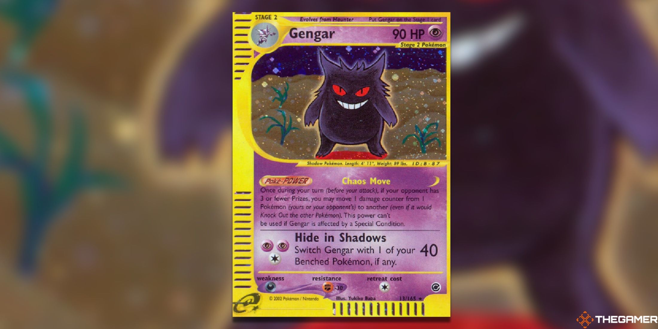 The Holo Rare Expedition Gengar from the Pokemon TCG.