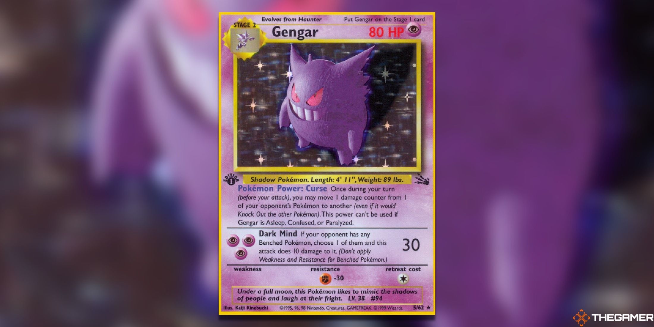 The Gengar Holo Rare from Fossil in the Pokemon TCG.