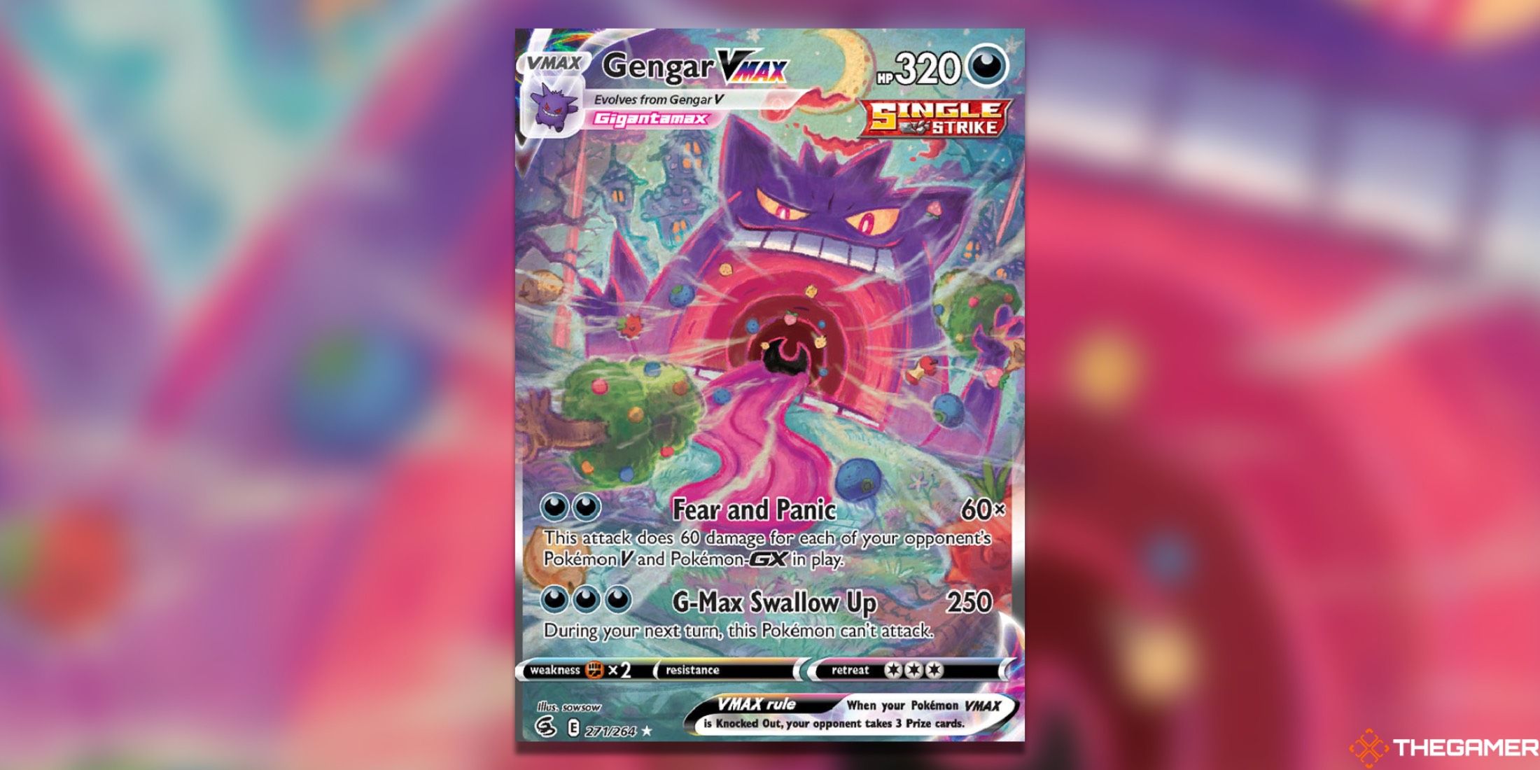 The Gengar VMAX from Fusion Strike in the Pokemon TCG.