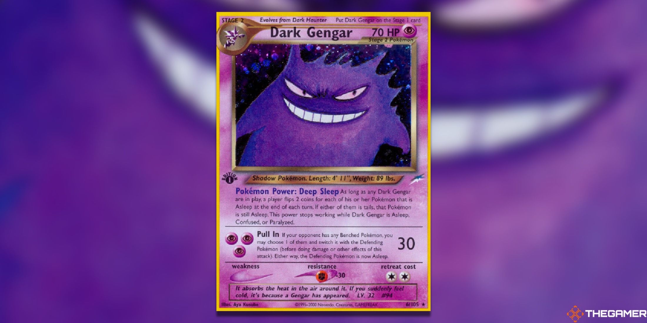 The Neo Destiny Dark Gengar from the Pokemon TCG.