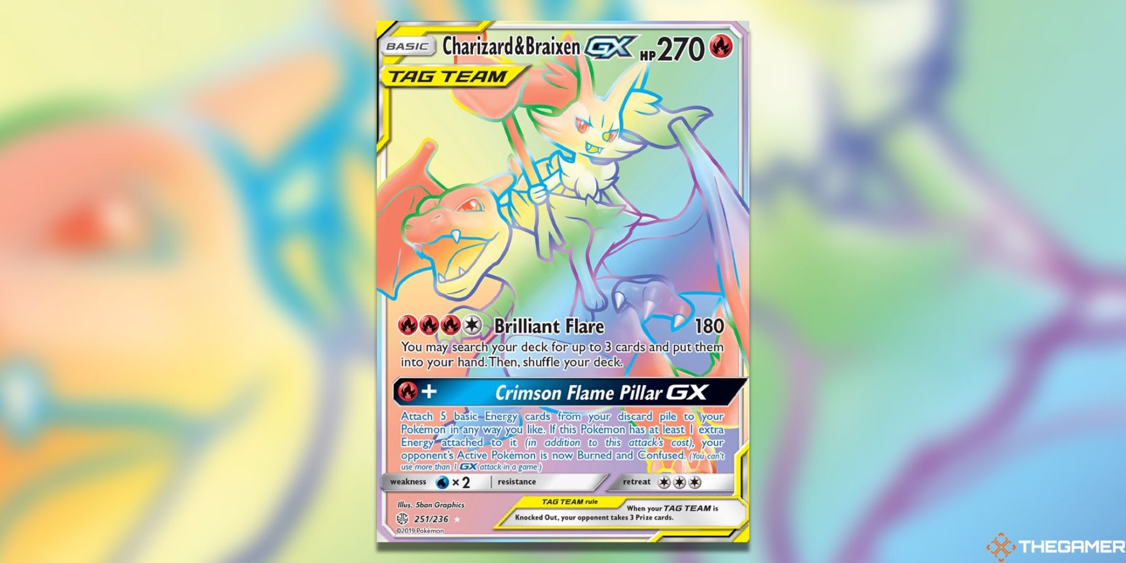 The Cosmic Eclipse Charizard&Braixen from the Pokemon TCG.