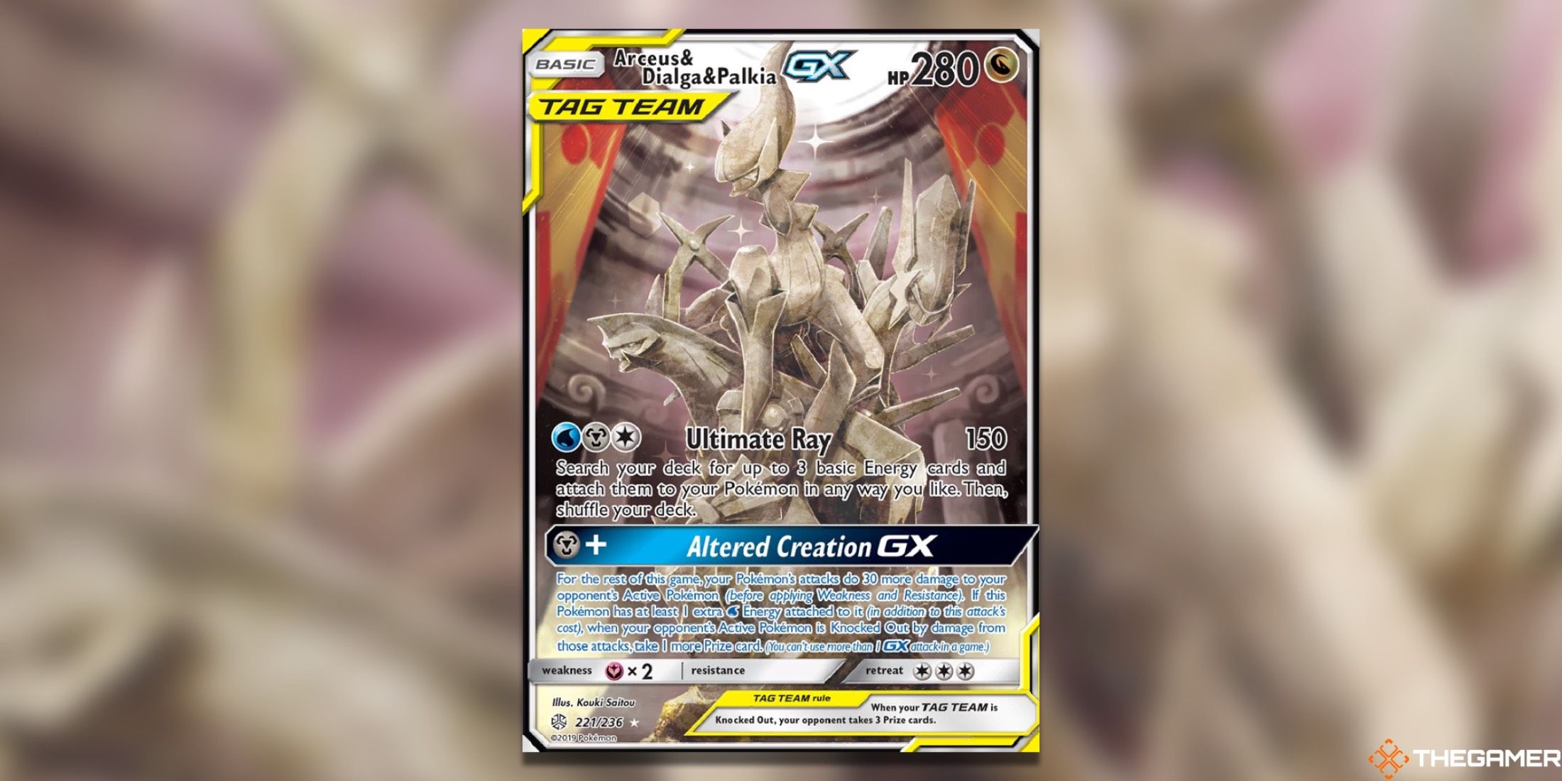 The Cosmic Eclipse Acreus&Dialga&Palkia from the Pokemon TCG.