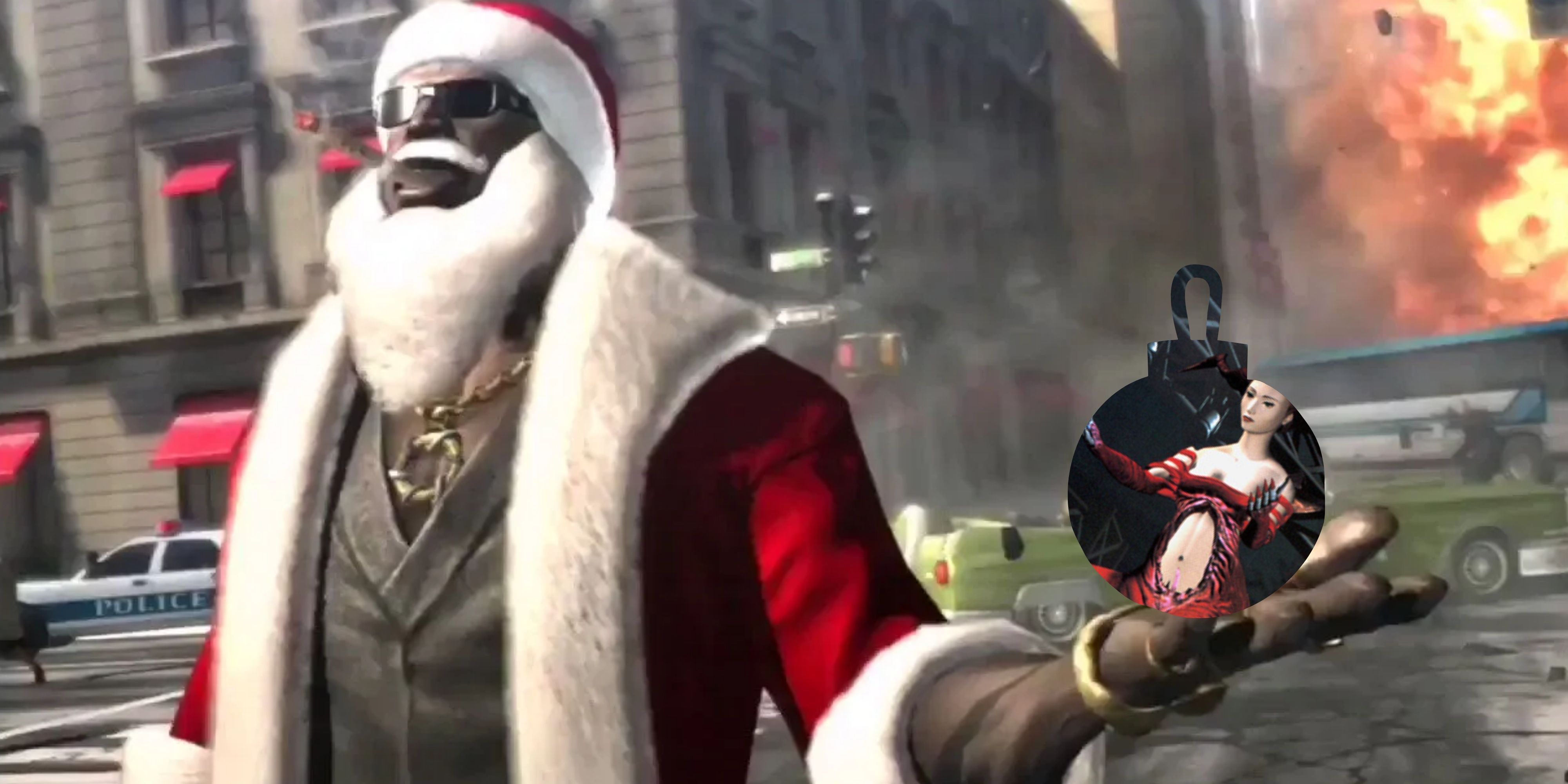 Bayonetta 2 Santa holding Parasite Eve screenshot