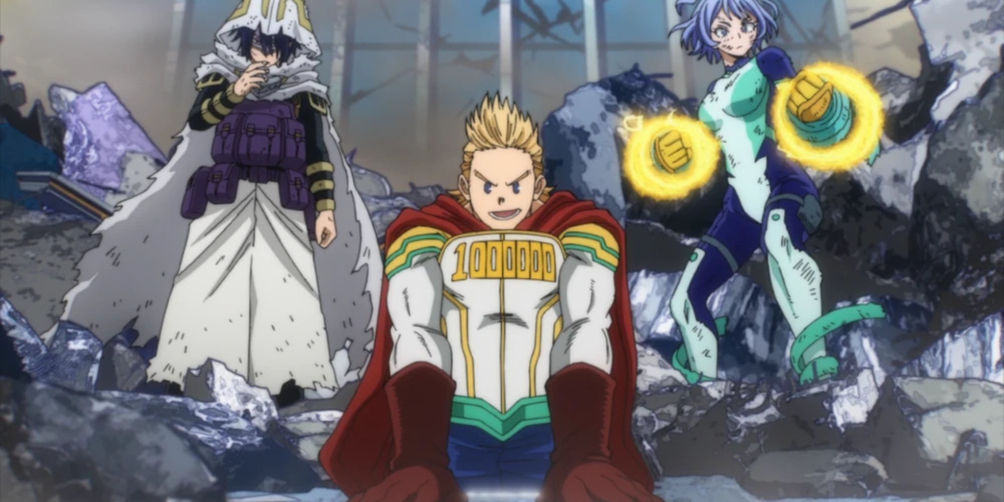 Mirio, Tamaki and Nejire during the Final War.